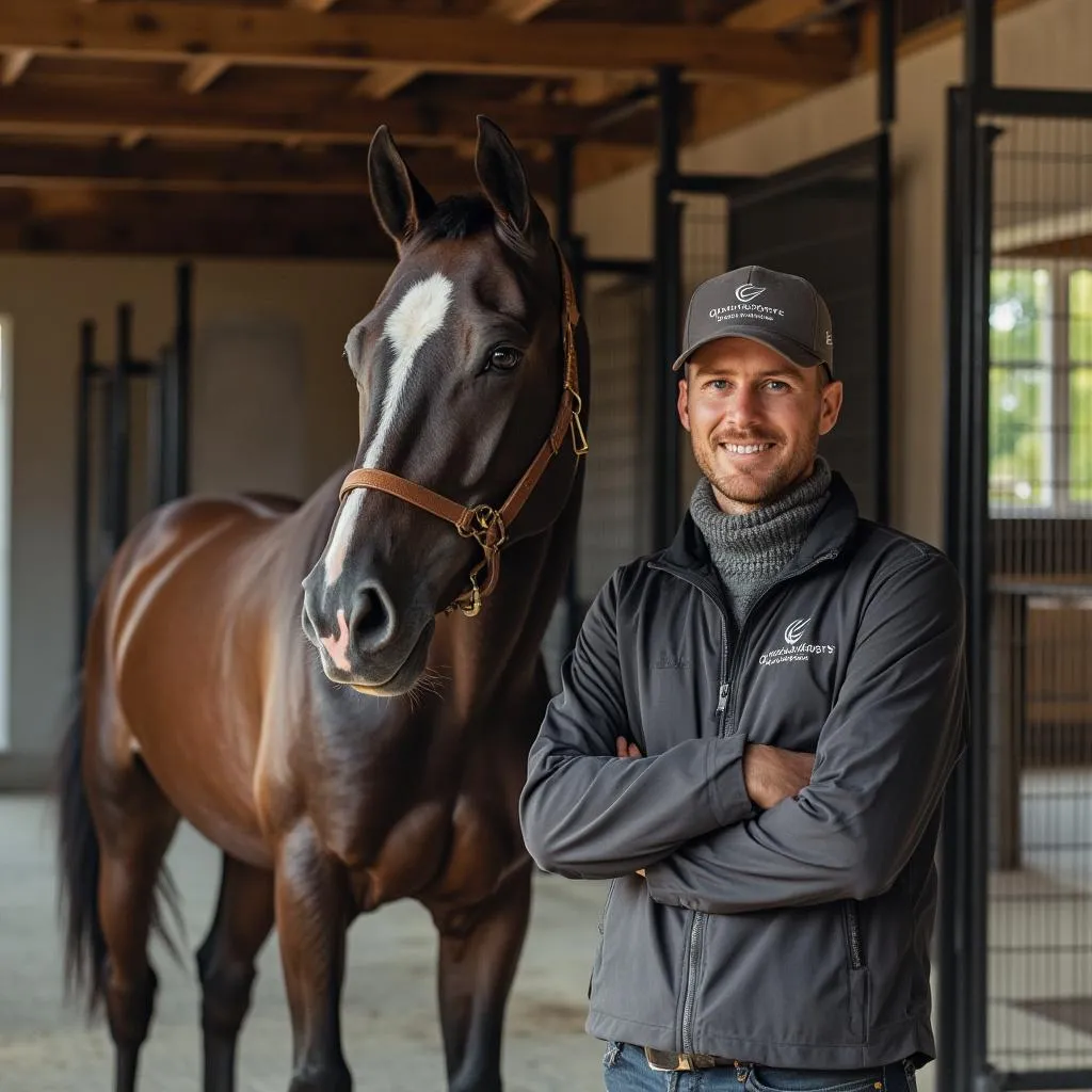 Equipo de Obwalden Equine Systems en instalaciones de establo moderno